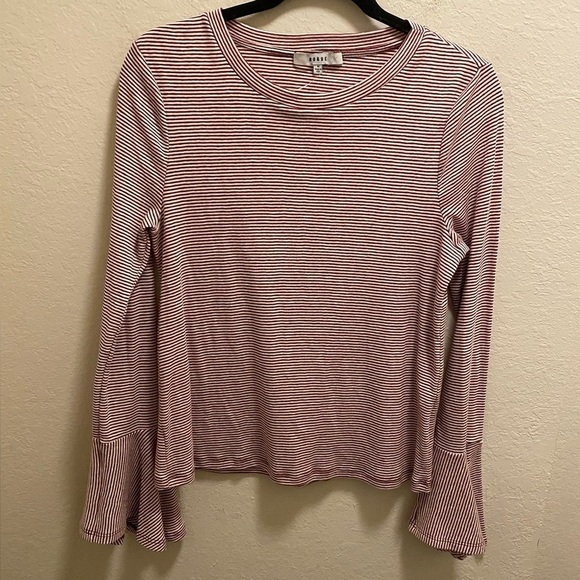 RO & DE By Anthropologie Red & White Striped Bell Sleeve Top Size M New With Tag - Picture 5 of 15